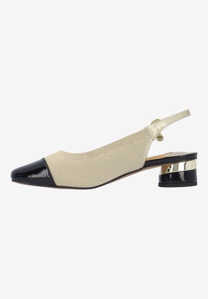 Left side view of Givora NUDE/BLACK KNIT/PATENT