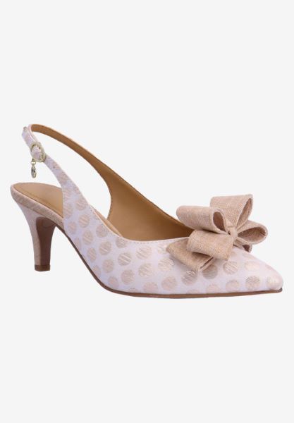Front view of Gosalyne COPPER POLKA DOT/LINEN