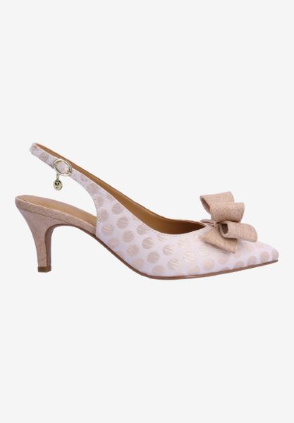 Right side view of Gosalyne COPPER POLKA DOT/LINEN