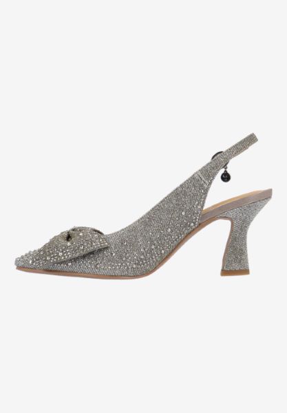 Left side view of Harlan PEWTER GLITTER/STONES