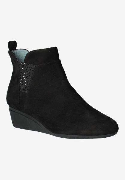 Front view of Hemalia BLACK SUEDE/RHINESTONES
