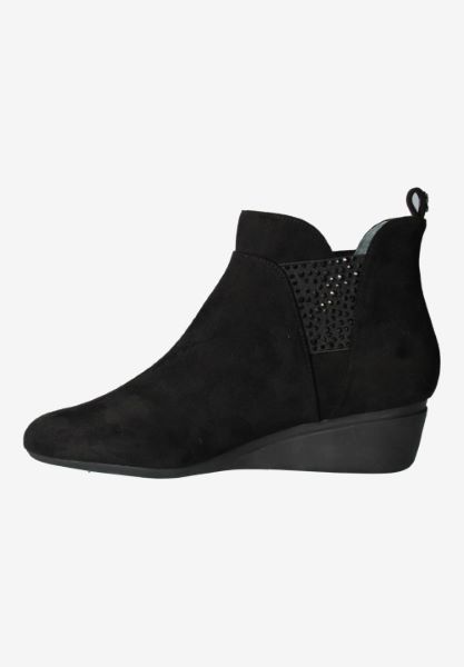Left side view of Hemalia BLACK SUEDE/RHINESTONES
