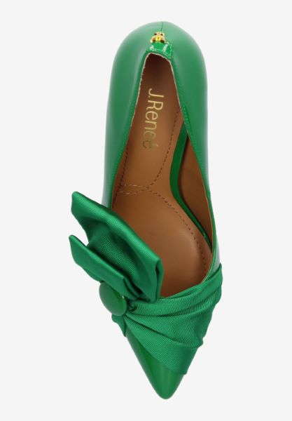 Top view of Hirisha GREEN PATENT/GROSGRAIN