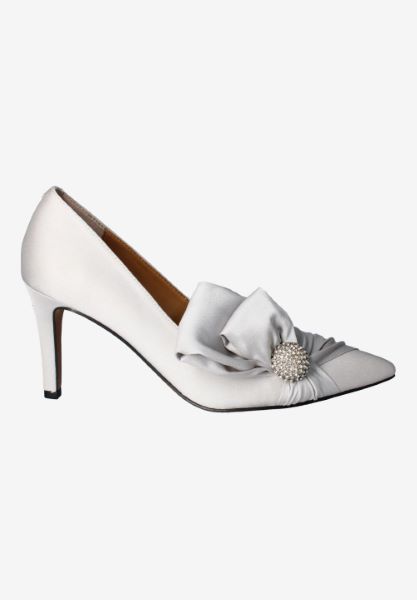 Right side view of Hirisha STEEL GRAY SATIN