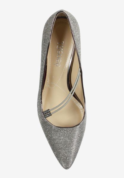 Top view of Idenah Pewter Glitter Fabric