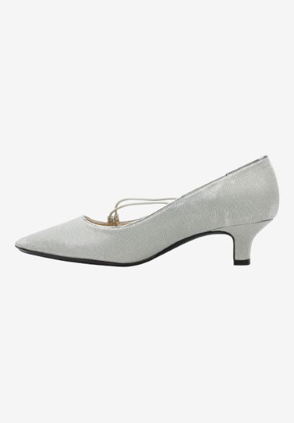 Left side view of Idenah Silver Glitter Fabric