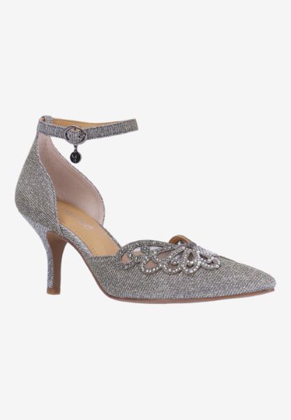 Front view of Isabetta PEWTER GLITTER/RHINESTONES