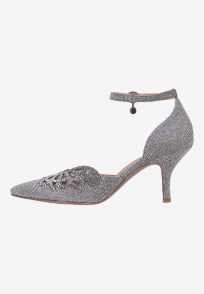 Left side view of Isabetta PEWTER GLITTER/RHINESTONES