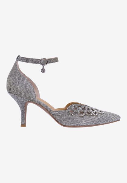 Right side view of Isabetta PEWTER GLITTER/RHINESTONES