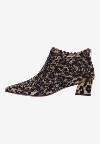 Left side view of Jacinta BROWN/BLACK ANIMAL PRINT/STUDS