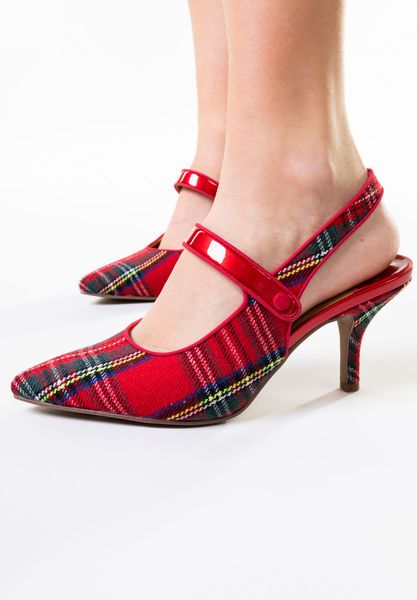 Lifestyle image of Jasira RED MULTI PLAID/PATENT