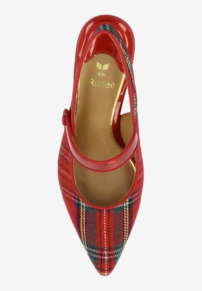 Top view of Jasira RED MULTI PLAID/PATENT