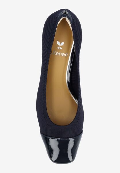 Top view of Javelle NAVY STRETCH KNIT/PATENT