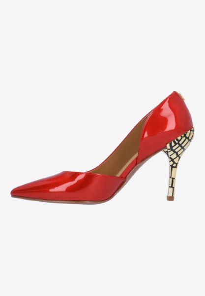 Left side view of Jeanine RED PATENT