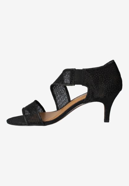 Left side view of Jivika BLACK SNOW DOT/GLITTER