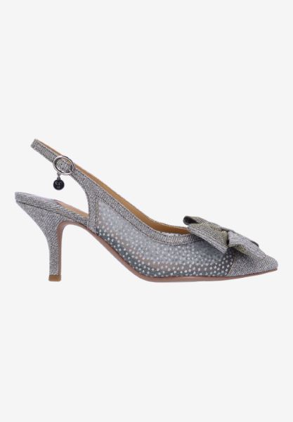 Right side view of Kadence PEWTER GLITTER/MESH