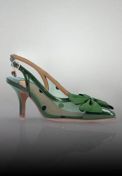 Lifestyle image of Kadence GREEN PATENT/POLKA DOT MESH