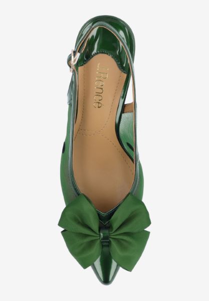 Top view of Kadence GREEN PATENT/POLKA DOT MESH
