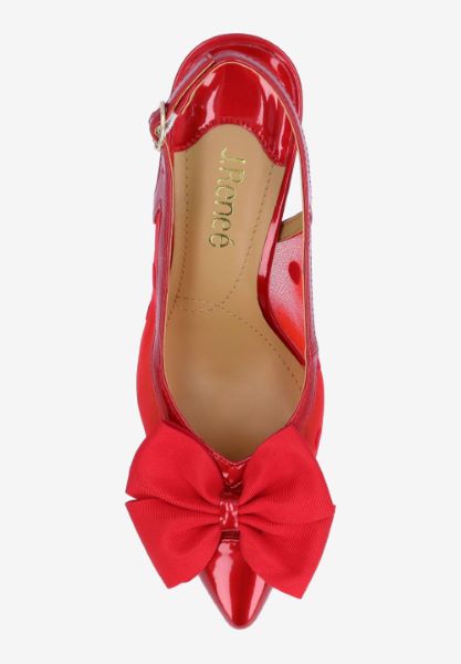 Top view of Kadence RED PATENT/POLKA DOT MESH