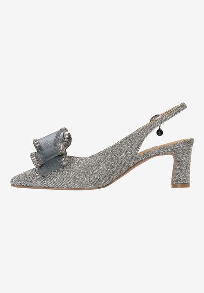 Left side view of Kalindra PEWTER GLITTER