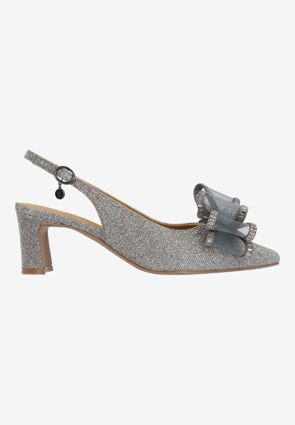 Right side view of Kalindra PEWTER GLITTER