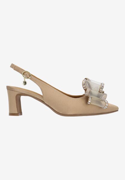 Right side view of Kalindra BEIGE SATIN