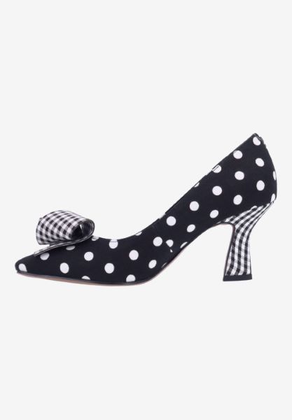 Left side view of Karali BLACK/WHITE POLKA DOT/GINGHAM