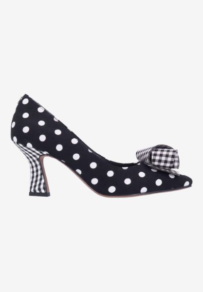 Right side view of Karali BLACK/WHITE POLKA DOT/GINGHAM