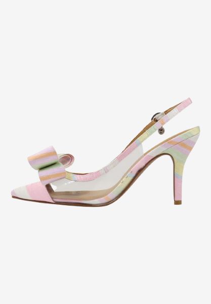 Left side view of Karunya CLEAR/PASTEL MULTI STRIPE