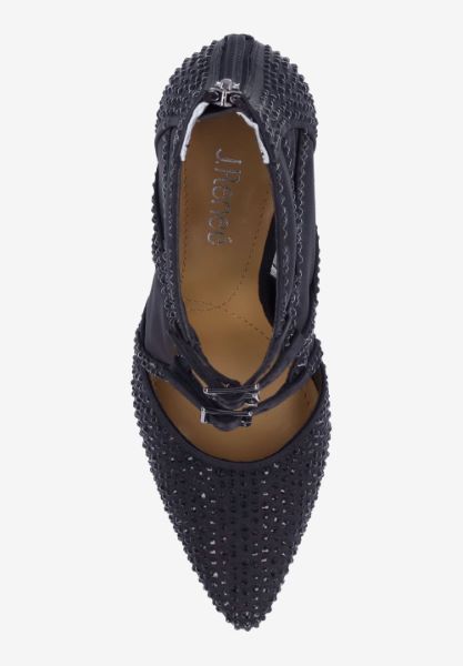 Top view of Katarina BLACK SATIN/RHINESTONES
