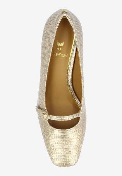 Top view of Kavira PEARL BEIGE LIZARD EMBOSSED