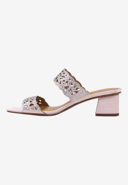 Left side view of Keetana PINK SATIN/STONES