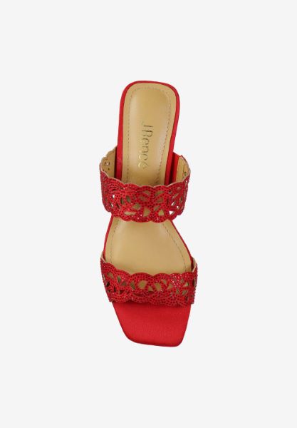Top view of Keetana RED SATIN/STONES