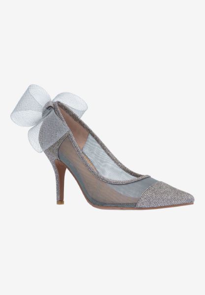 Front view of Khrystie PEWTER MESH/GLITTER
