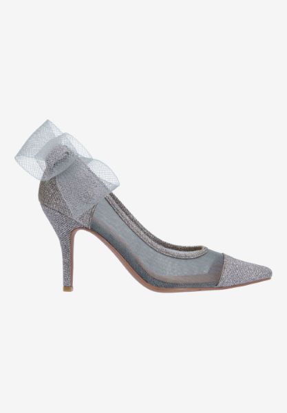 Right side view of Khrystie PEWTER MESH/GLITTER