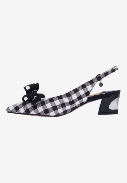 Left side view of Kimma BLACK/WHITE GINGHAM/POLKA