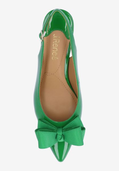 Top view of Kimma GREEN PATENT/GROSGRAIN