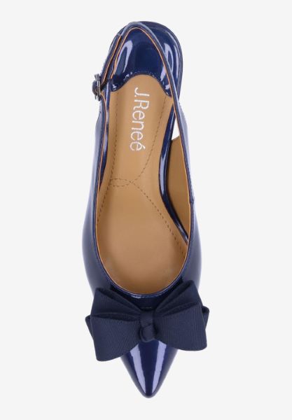 Top view of Kimma NAVY PATENT/GROSGRAIN