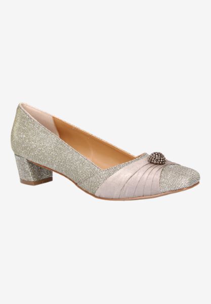 Front view of Lariel PEWTER GLITTER/SATIN