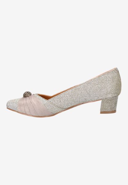 Left side view of Lariel PEWTER GLITTER/SATIN