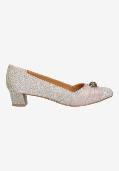 Right side view of Lariel PEWTER GLITTER/SATIN