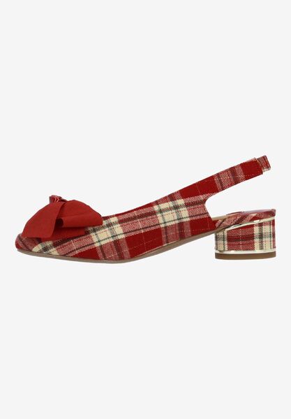 Left side view of Lazule RED MULTI PLAID