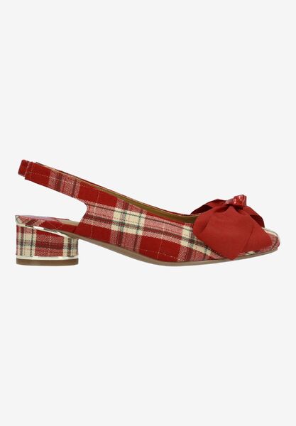 Right side view of Lazule RED MULTI PLAID