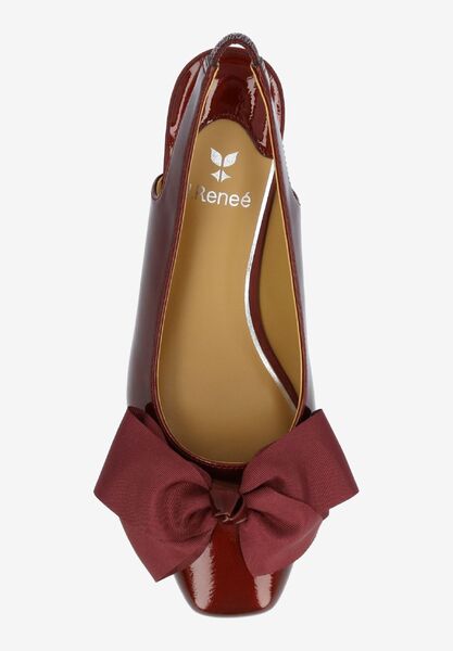 Top view of Lazule CRANBERRY PATENT/GROSGRAIN