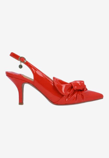 Right side view of Lenore RED PATENT