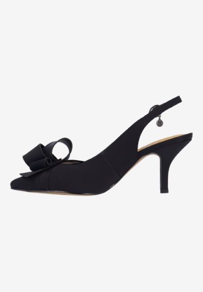 Left side view of Liora BLACK SATIN