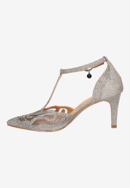Left side view of Lisha PEWTER DANCE GLITTER