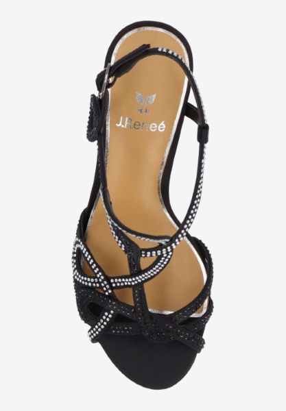 Top view of Lulah BLACK/BLACK/CLEAR SATIN/STONES