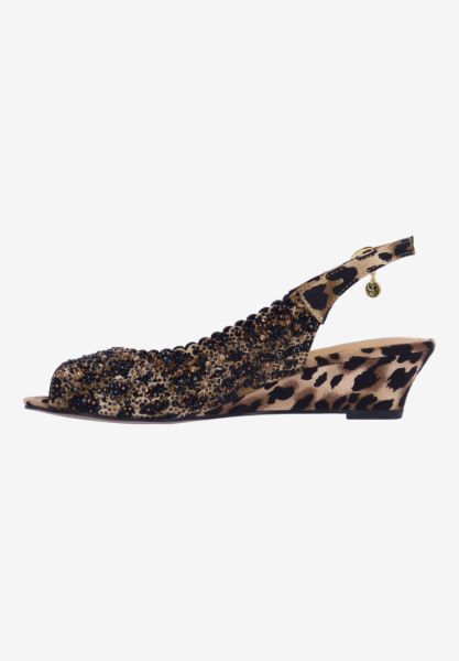 Left side view of Malorie BROWN/BLACK ANIMAL PRINT//STON