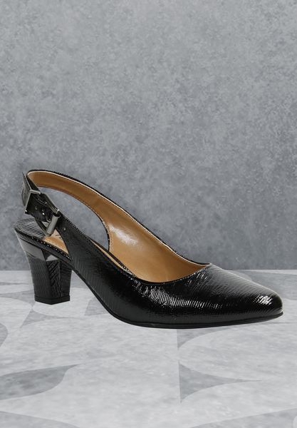 J. Renee' Malree Black Lizard Print Patent Women's Sling Back Pump
